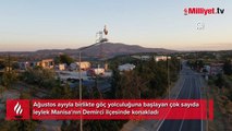 Göç yolundaki leyleklerin molası böyle görüntülendi