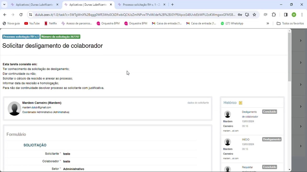 Solicitação de desligamento V2