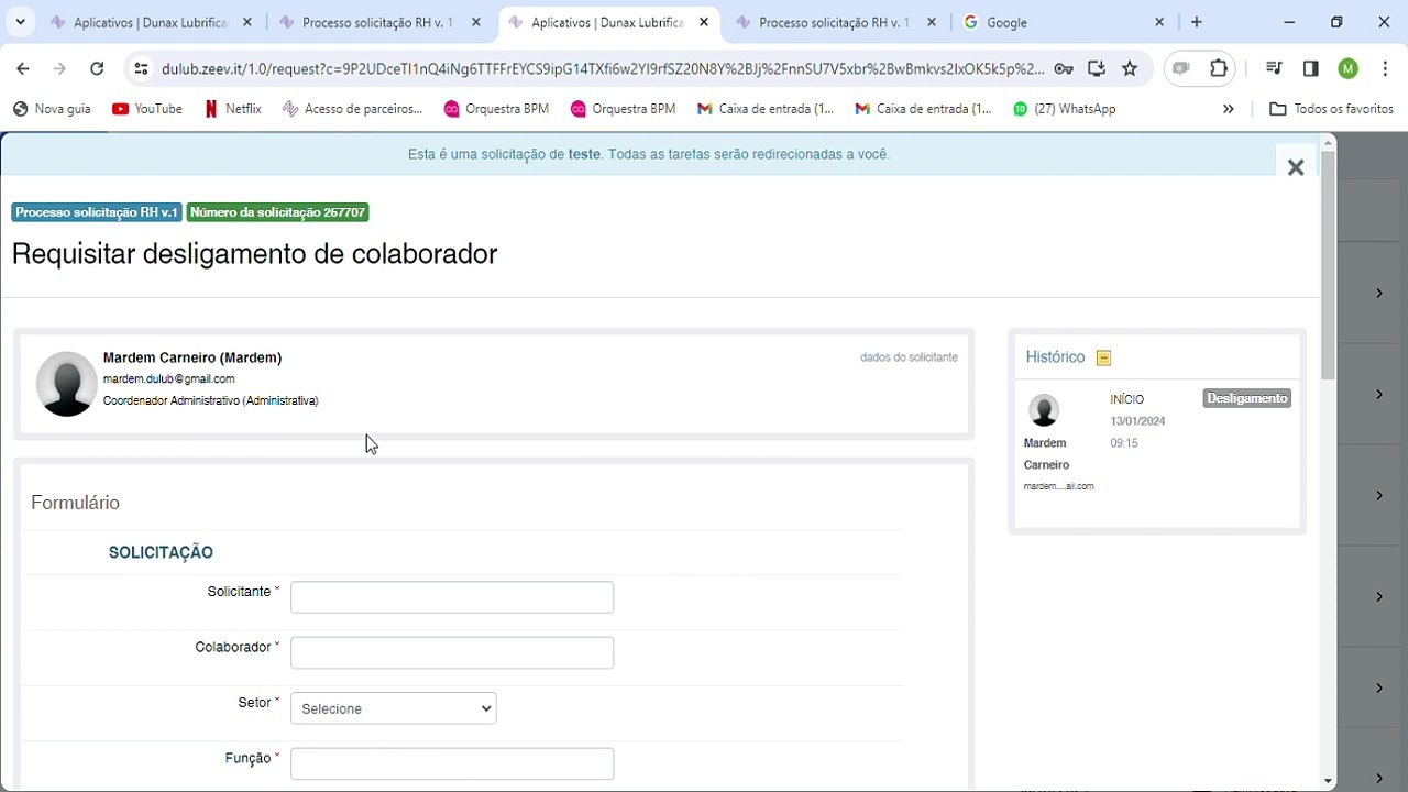 Solicitação de desligamento V1