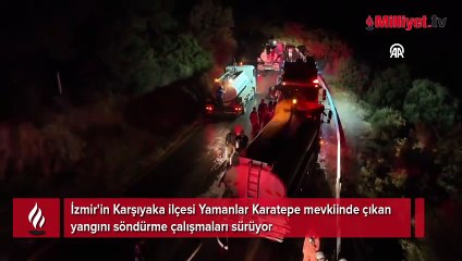 İzmir'deki orman yangınına müdahale sürüyor