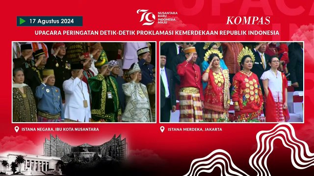 Perdana! Jokowi-Prabowo Upacara di IKN, Ma'ruf Amin-Gibran di Istana Merdeka