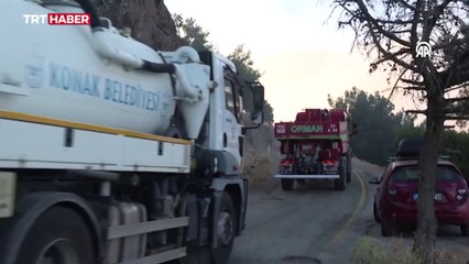 İzmir'deki yangına havadan müdahale yeniden başladı