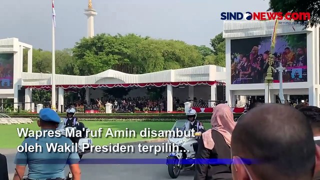 Hadiri Penurunan Bendera Merah Putih, Wapres Ma\'ruf Amin Disambut Gibran dan Keluarga di Istana Merdeka