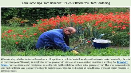 Learn Some Tips From Benedict T Palen Jr Before You Start Gardening