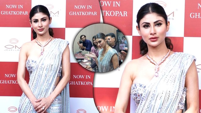 Mouni Roy Slays In A Sizzling-Shimmery Silver Saree At A Mega Jewellery Store Launch Event!