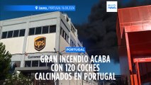 Unos 120 coches ardieron tras comenzar presuntamente el incendio un coche eléctrico en Portugal