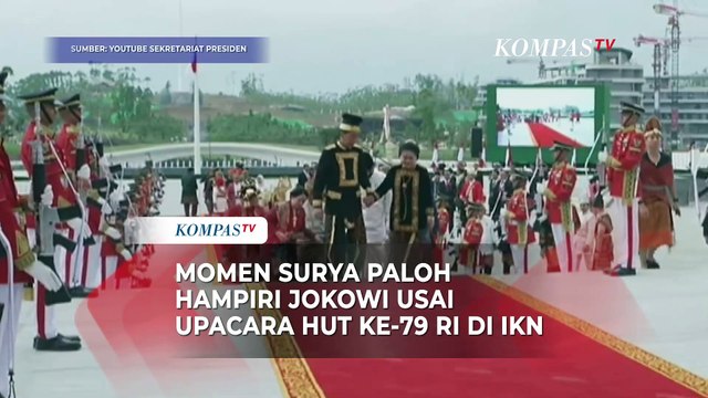 Momen Surya Paloh Hampiri Jokowi Usai Pengibaran Bendera Upacara HUT ke-79 RI di IKN