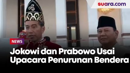 Jokowi dan Prabowo Temui Awak Media Usai Upacara Penurunan Bendera