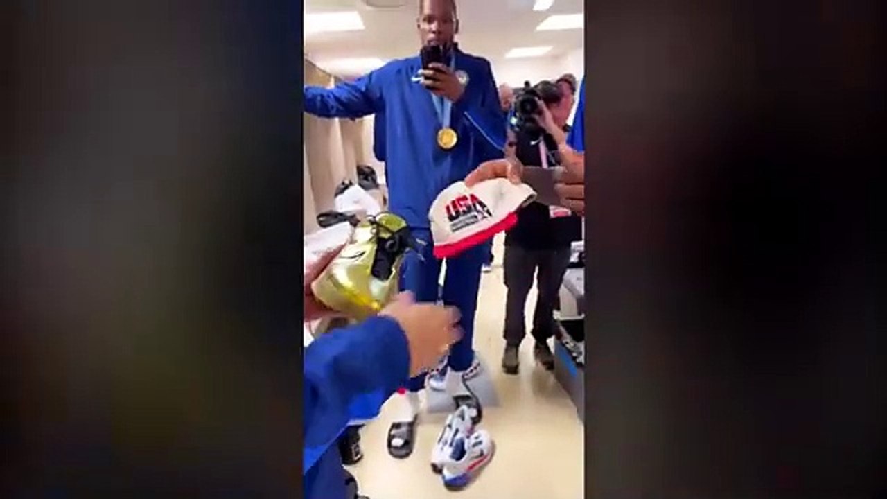 Football match, sports ,Team USA Basketball Emotional Signing Autographs For Each Other After Gold Medal At 2024 Olympics!