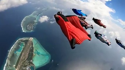 Wingsuit Flying over the Maldives Islands