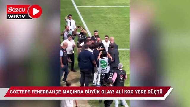 Göztepe Fenerbahçe maçında büyük olay! Ali Koç yere düştü...