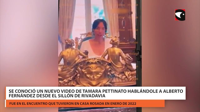 Se conoció un nuevo video de Tamara Pettinato hablándole a Alberto Fernández desde el sillón de Rivadavia
