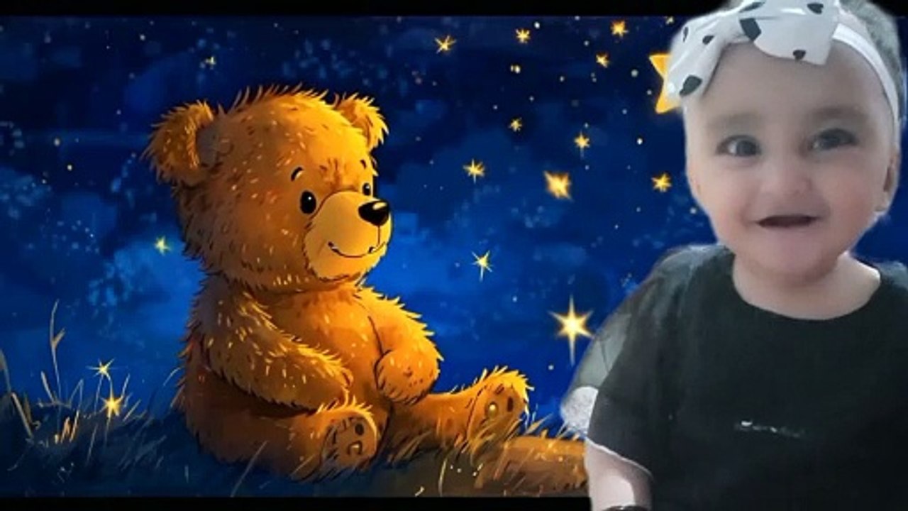 Teddy bear and cute baby