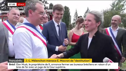 Jean-Luc Mélenchon, Mathilde Panot et Manuel Bompard menacent d'engager une procédure de destitution d'Emmanuel Macron, l'accusant de ne pas respecter le résultat des élections législatives - VIDEO