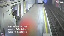 Terrifying moment thug shoves postman onto Tube tracks just as train pulls into station