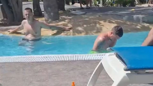 Man finds out he's wearing dissolvable shorts after entering the pool *HILARIOUS!*