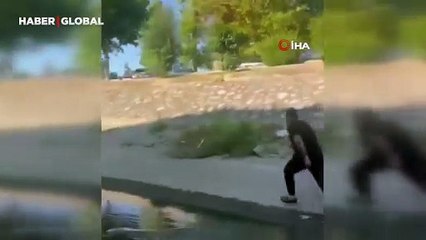 Balıkla metrelerce depar kamerada: Kahkahalara boğuldu