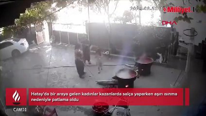 Hatay'da akılalmaz olay! Salça yaparken patlama oldu, kazan devrildi