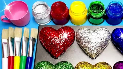 How To Make Frozen Paint with Glitter Rainbow Play Doh Hearts