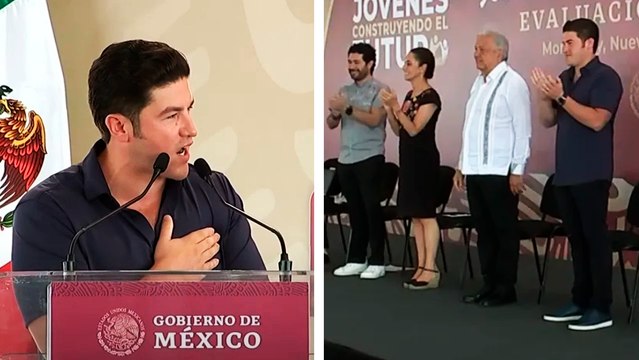 Samuel García recibe fuerte abucheo durante evento con Claudia Sheinbaum y AMLO en Monterrey