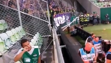 Ferencvaros placed a green smoke bomb in the away end