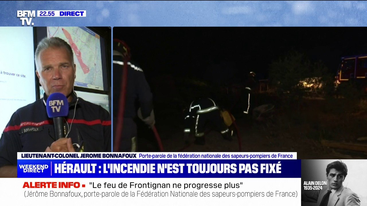 Incendie en Hérault: "Le feu ne progresse plus mais il y a des risques de reprise", détaille le Lieutenant-Colonel Jérôme Bonnafoux, porte-parole de la fédération nationale des sapeurs-pompiers