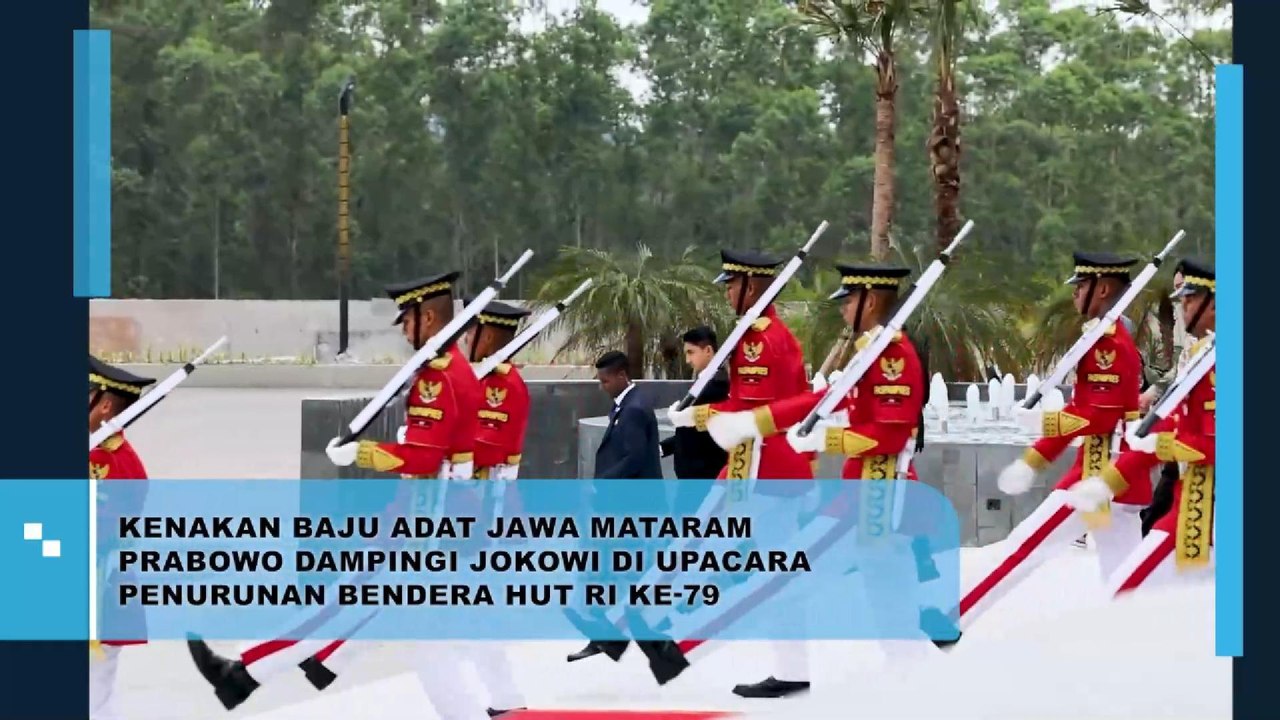 Kenakan Baju Adat Jawa Mataram Prabowo Dampingi Jokowi di Upacara Penurunan Bendera HUT RI ke-79
