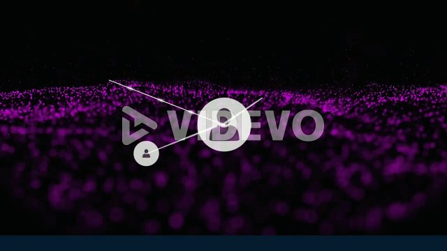 Animation of network of connections with people icons over glowing mesh