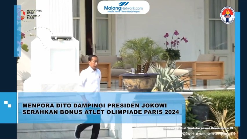 Menpora Dito Dampingi Presiden Jokowi Serahkan Bonus Atlet Olimpiade Paris 2024