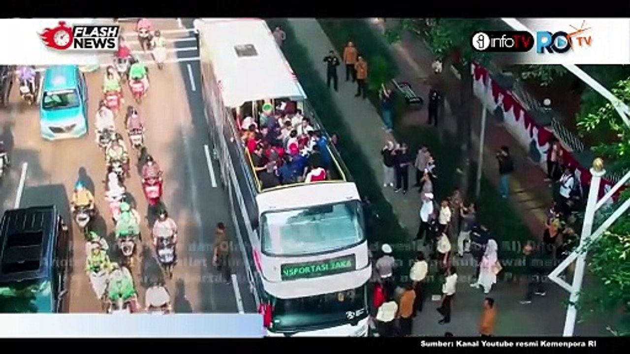 MENPORA DITO KAWAL PAWAI ATLET OLIMPIADE PARIS 2024 MENUJU ISTANA NEGARA JAKARTA