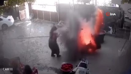Salça yapılırken bir anda patlama oldu! O anlar kamerada