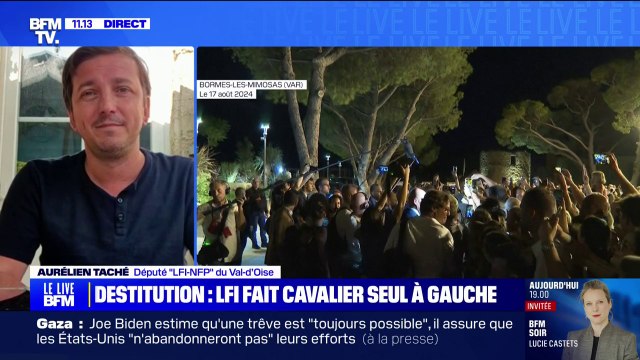 Aurélien Taché (député LFI-NFP du Val-d'Oise) sur la menace de destitution: J'ai un peu de mal à comprendre pourquoi nos partenaires à gauche ne pourraient pas se retrouver dans cette procédure