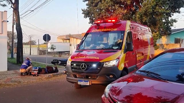 Motociclista quebra a perna ao se envolver em acidente de trânsito no bairro Maria Luiza
