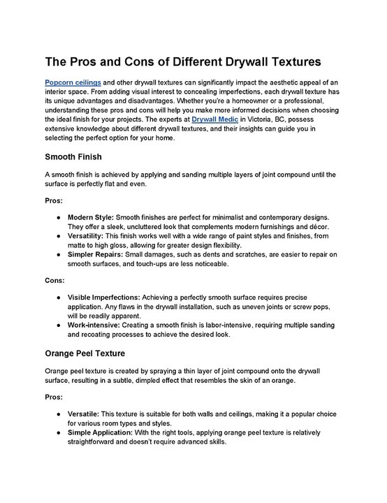 The Pros and Cons of Different Drywall Textures