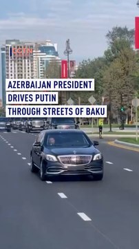 Azerbaijan president Aliyev gives Putin a limo ride with a motorcade through Baku