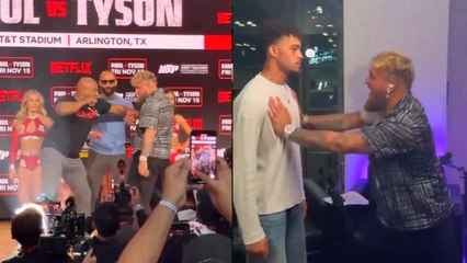 Jake Paul se burla deliberadamente de Mike Tyson tras el 'empujón' de su cara a cara
