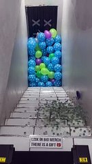 breaking glass bottles on the stairs