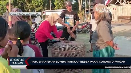 Riuh, Emak-Emak Lomba Tangkap Bebek Pakai Corong di Wajah