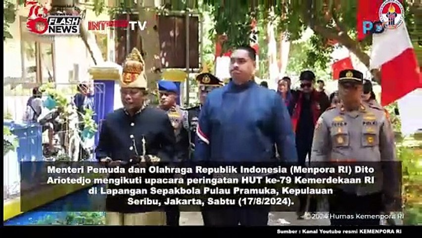 Menpora Dito Hadiri Peringatan HUT Ke-79 RI di Pulau Pramuka, Kabupaten Kepulauan Seribu, Jakarta