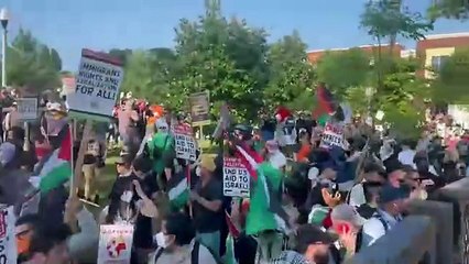 Democratas, manifestantes. Chicago, pró-palestina