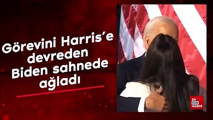 Görevini Harris'e devreden Biden sahnede ağladı