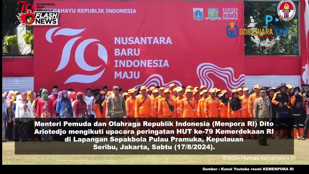 MENPORA DITO HADIRI PERINGATAN HUT KE-79 RI DI PULAU PRAMUKA, KABUPATEN KEPULAUAN SERIBU, JAKARTA