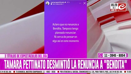 Tamara Pettinato niega su renuncia a 'Bendita' tras polémicos videos con Alberto Fernández