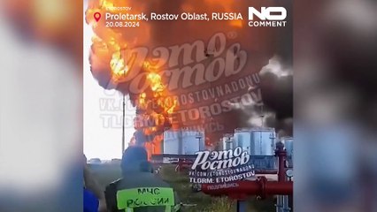 No Comment : Troisiéme jour d'incendie après l'attaque de drone sur un dépôt de carburant