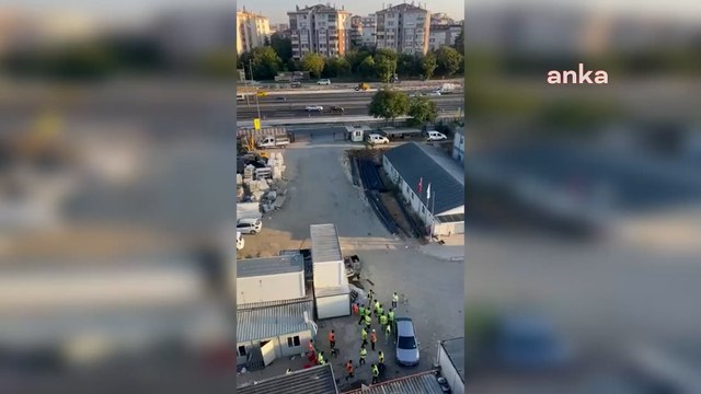 İnşaat işçilerinden vinç tepesinde eylem