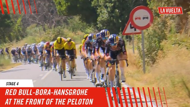 Team Red Bull-Bora-Hansgrohe at the front of the peloton - Stage 4 - La Vuelta 2024