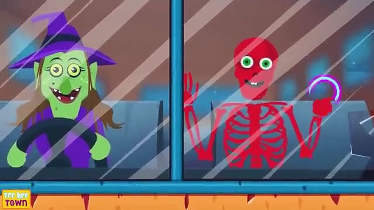 Wheels On The Bus With Five Skeletons + Spooky Scary Skeletons Songs By Teehee Town (1)