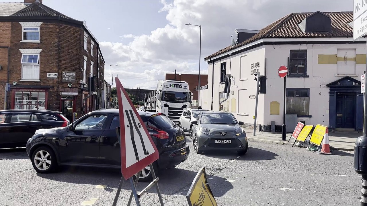 Traffic in Grantham due to ongoing roadworks