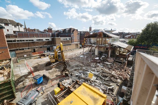 Demolition of Shrewsbury's Riverside Shopping Centre Has Begun