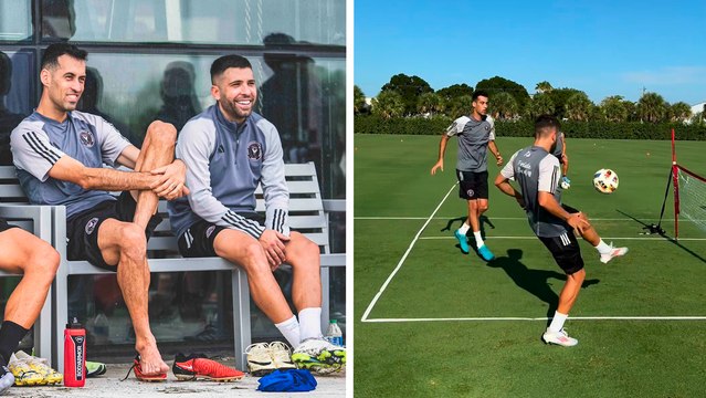 Jordi Alba y Sergio Busquets se divierten en entrenamiento del Inter Miami